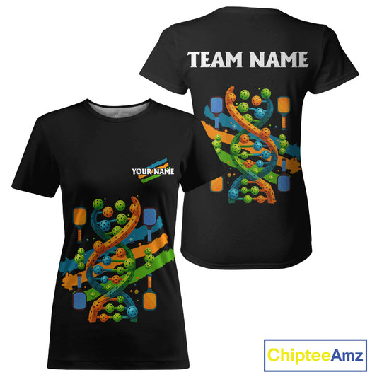 Pickleball It's In My Dna Custom Funny Pickleball T-Shirt, Black Pickleball Jersey For Women NYN1242