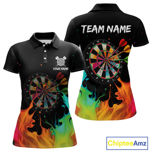 Custom Splatter Dartboard 3D Funny Dart Polo Shirt For Women Colorful Dart Team Jerseys NYN1526