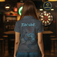 Load image into Gallery viewer, Custom Blue Dripping Shark Grunge Dartboard Funny Dart Men Polo Shirt Graffiti Dart Jerseys NYN1784