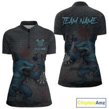 Load image into Gallery viewer, Custom Blue Dripping Shark Grunge Dartboard Funny Dart Men Polo Shirt Graffiti Dart Jerseys NYN1784