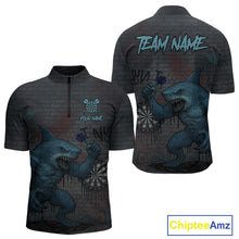 Load image into Gallery viewer, Custom Blue Dripping Shark Grunge Dartboard Funny Dart Men Polo Shirt Graffiti Dart Jerseys NYN1784