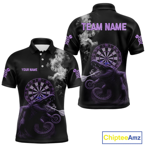 Black And Purple Crocodile Grey Smoke Custom Dart Men Polo Shirt Funny Dart Jerseys NYN1789