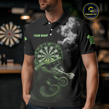Load image into Gallery viewer, Black And Green Crocodile Grey Smoke Custom Dart Men Polo Shirt Funny Dart Jerseys NYN1790
