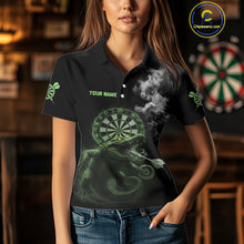 Load image into Gallery viewer, Black And Green Crocodile Grey Smoke Custom Dart Men Polo Shirt Funny Dart Jerseys NYN1790