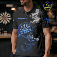 Load image into Gallery viewer, Black And Blue Crocodile Grey Smoke Custom Dart Men Polo Shirt Funny Dart Jerseys NYN1791