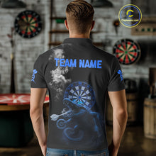Load image into Gallery viewer, Black And Blue Crocodile Grey Smoke Custom Dart Men Polo Shirt Funny Dart Jerseys NYN1791