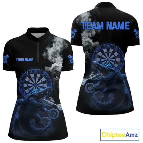 Black And Blue Crocodile Grey Smoke Custom Dart Men Polo Shirt Funny Dart Jerseys NYN1791