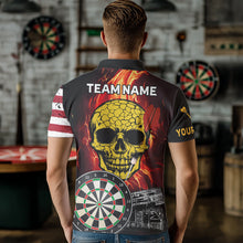 Load image into Gallery viewer, Custom US Flag Flame Skull Dartboard Dart Shirts For Men Dart Team Jerseys Personalized NYN0036
