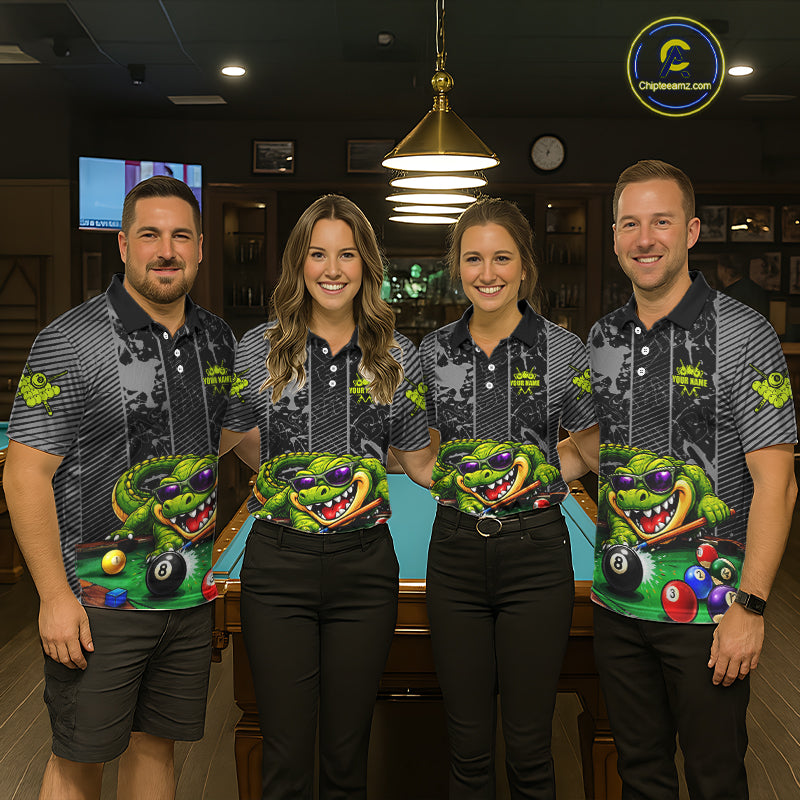 Personalized Funny Crocodile Plays Billiard Pool Shirt Custom 8 Ball Billiard Team Attire For Women NYN2953