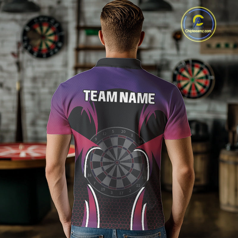 Colorful Gradient Dartboard Halftone Pattern Darts Shirt For Men - Custom Name NYN0384