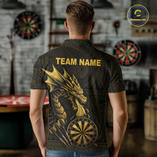 Load image into Gallery viewer, Custom Gold Tribal Pattern Dragon Darts Polo &amp; 1/4 Zip Shirt For Men Darts Team League Jersey NYN3355