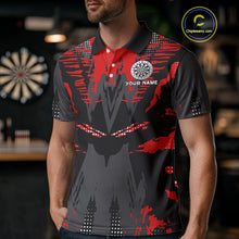 Load image into Gallery viewer, Silver Dartboard Red Grunge Polo Dart Shirt For Men Personalized Outfits Darts Team Jerseys NYN0854