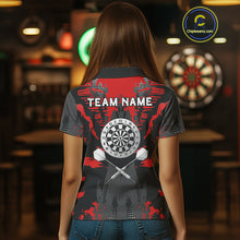 Load image into Gallery viewer, Silver Dartboard Red Grunge Polo Dart Shirt For Women Personalized Outfits Darts Team Jerseys NYN0854