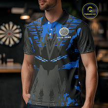 Load image into Gallery viewer, Silver Dartboard Blue Grunge Polo Dart Shirt For Men Personalized Outfits Darts Team Jerseys NYN0855