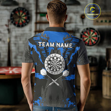 Load image into Gallery viewer, Silver Dartboard Blue Grunge Polo Dart Shirt For Men Personalized Outfits Darts Team Jerseys NYN0855