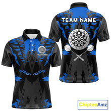 Load image into Gallery viewer, Silver Dartboard Blue Grunge Polo Dart Shirt For Men Personalized Outfits Darts Team Jerseys NYN0855