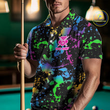 Load image into Gallery viewer, Funny 8 Ball Pool Colorful Paint Splash Custom Name Billiard Shirt For Men Billiard Team Jersey NYN2302