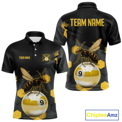 Bee & Ball 9 Pool Billiard Team Shirts For Men Custom Funny Billiard League Jerseys NYN2306