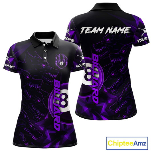 Purple Geometric Wolf 8 Ball Pool Claws Women Billiard Shirt Personalized Pool Balls Billiard Attire NYN2739