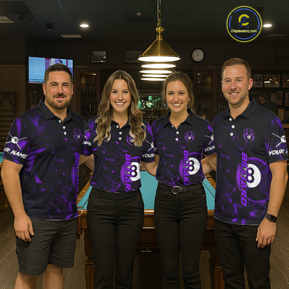 Purple Geometric Wolf 8 Ball Pool Claws Women Billiard Shirt Personalized Pool Balls Billiard Attire NYN2739