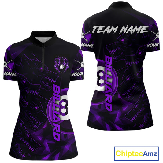 Purple Geometric Wolf 8 Ball Pool Claws Women Billiard Shirt Personalized Pool Balls Billiard Attire NYN2739