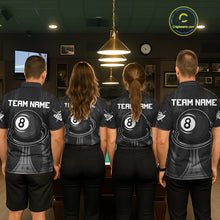 Load image into Gallery viewer, Black 8 Ball Pool Billiard Polo &amp; Quarter-Zip Shirt For Men Personalized Ball Billiard Team Attire NYN2746