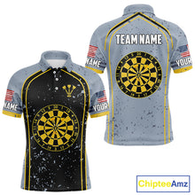 Load image into Gallery viewer, Custom Grey And Yellow US Flag Dartboard Dart Shirts For Men Patriotic Dart Team Jerseys NYN0042