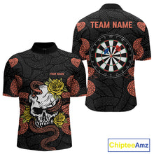 Load image into Gallery viewer, Custom Orange Cobra Roses Skull Dartboards Dart Shirts For Men, Dart Team Jerseys NYN0044