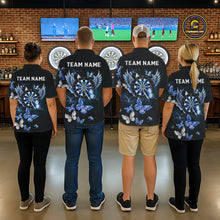 Load image into Gallery viewer, Custom Blue Butterfly Dart Polo &amp; 1/4-Zip Shirt For Men Darts Team Shirt With Butterflies NYN3350