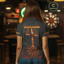 Load image into Gallery viewer, Custom Flames Skull Dartboard Halloween Polo Dart Shirt For Women Outfits Dart Team Jersey NYN0871