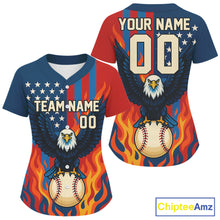 Load image into Gallery viewer, Women's Patriotic Baseball Jersey Custom US Flag Baseball Jersey For Newborns Personalized NYN1261