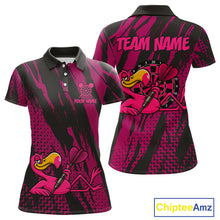 Load image into Gallery viewer, Custom Black And Pink Flamingo Dartboard Funny Dart Team Women Polo Shirt Dart Jerseys NYN1538