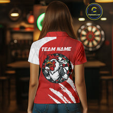 Load image into Gallery viewer, Custom White And Red Rooster Dartboard Dart Women Polo Shirt Funny Dart Team Jerseys NYN1540
