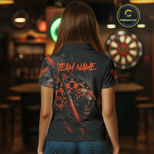 Load image into Gallery viewer, Custom Orange Grunge Tiger Dartboard Horror Dart Women Polo Shirt Outfits Dart Jerseys NYN1542