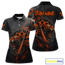 Load image into Gallery viewer, Custom Orange Grunge Tiger Dartboard Horror Dart Women Polo Shirt Outfits Dart Jerseys NYN1542