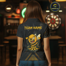 Load image into Gallery viewer, Custom Grunge Black Yellow Funny Bee Dart Polo Shirt For Women Dart Jerseys NYN1545