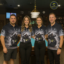 Load image into Gallery viewer, Grey Smoke Grim Reaper Cracked 8 Ball Pool Billiard Team Shirt Custom Billiard Jerseys For Women NYN2751