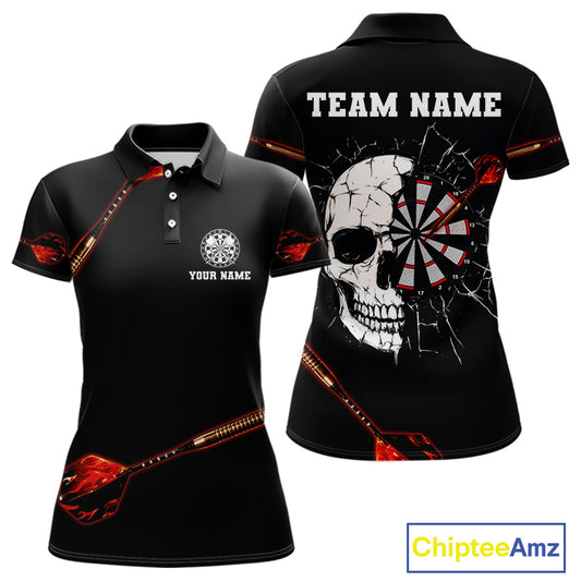 Custom Black And Red Dart Arrow Skull Dart Shirts For Women Outfits Dart Team Jerseys NYN0045