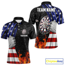 Load image into Gallery viewer, Custom Flame Dartboard Patriotic Dart Shirts For Men American Flag Dart Team Jerseys NYN0047