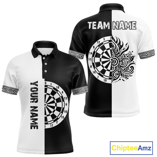 White And Black Dartboards Polynesian Tribals Dart Shirts For Men, Dart Jerseys NYN0048