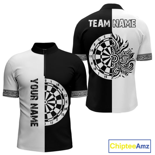 White And Black Dartboards Polynesian Tribals Dart Shirts For Men, Dart Jerseys NYN0048
