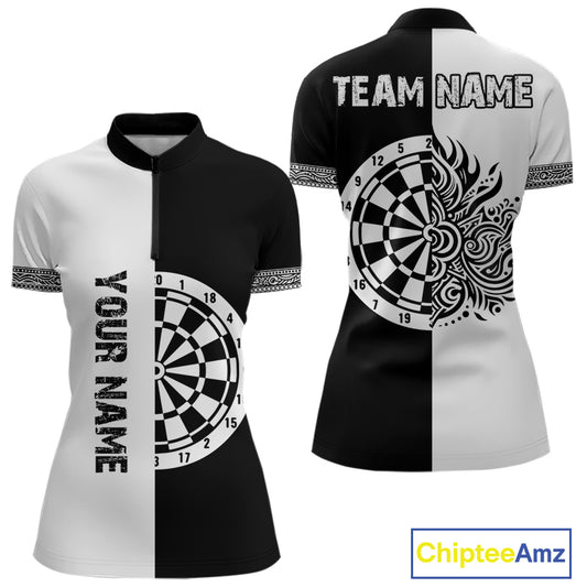 White And Black Dartboards Polynesian Tribals Dart Shirts For Women, Dart Jerseys NYN0048