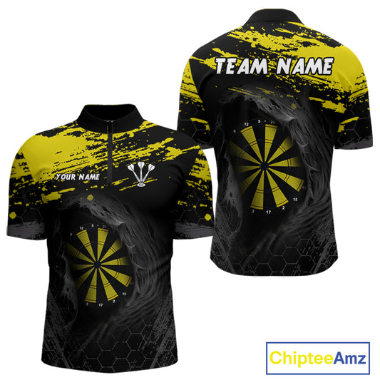 Custom Black And Yellow Dartboards Hexagon Dart Shirts For Men Outfits Grunge Dart Jerseys NYN0049