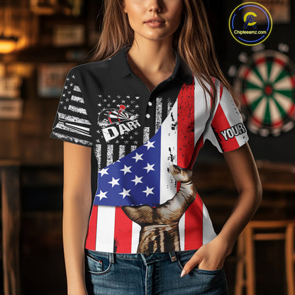 Multi-Color American Flag Dart Boards Dart Shirts For Women, Custom Dart Jerseys NYN0051
