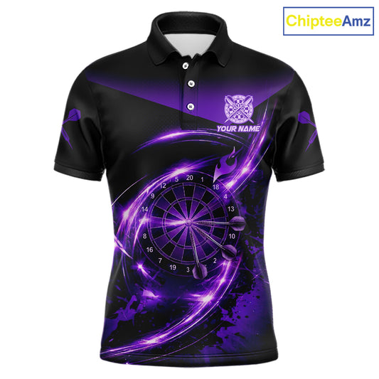 Thunder Purple Dartboard Men Dart Polo & 1/4-Zip Shirt Custom Name Splatter Dart Jersey For Darters NYN2964