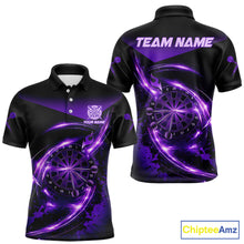 Load image into Gallery viewer, Thunder Purple Dartboard Men Dart Polo &amp; 1/4-Zip Shirt Custom Name Splatter Dart Jersey For Darters NYN2964