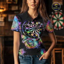 Load image into Gallery viewer, Holographic Splatter Dartboard Women Dart Shirt Custom Name Grunge Ribbon Dart Jersey For Darters NYN2967