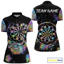 Load image into Gallery viewer, Holographic Splatter Dartboard Women Dart Shirt Custom Name Grunge Ribbon Dart Jersey For Darters NYN2967