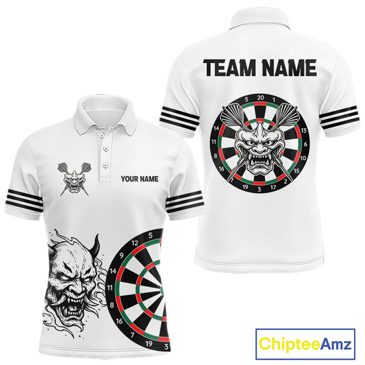 White Demon Head & Darts Arrow Darts Team Shirt For Men - Customizable Name NYN0393