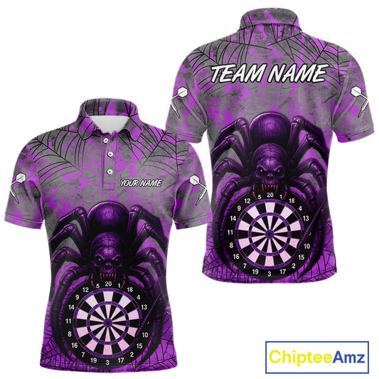 Mauve Skull Spider & Dartboard Darts Shirt For Men - Custom Name & Team Option NYN0394